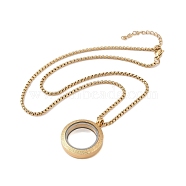 PVD Vacuum Plating 304 Stainless Steel Ring Pendant Necklaces, 201 Stainless Steel Box Chain Necklaces, Golden, 17.91 inch(45.5cm)(NJEW-N055-22A-G)