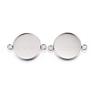 304 Stainless Steel Cabochon Connector Settings, Plain Edge Bezel Cups, Flat Round, Stainless Steel Color, Tray: 18mm, 27x20x2mm, Hole: 2.2mm(X-STAS-F191-15P-G)