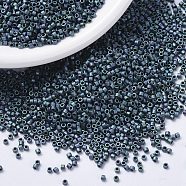 MIYUKI Delica Beads, Cylinder, Japanese Seed Beads, 11/0, (DB1052) Matte Metallic Blueberry Gold Iris, 1.3x1.6mm, Hole: 0.8mm, about 10000pcs/bag, 50g/bag(SEED-X0054-DB1052)