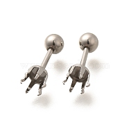 304 Stainless Steel Stud Earring Findings, Stainless Steel Color, Tray: 4mm, 15x5mm, Pin: 1mm(STAS-F311-18P-02B)