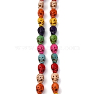 Synthetic Turquoise Beads Strands, Dyed, Skull, Mixed Color, 13x9x7mm, Hole: 1mm, about 31pcs/strand, 15.75 inch(40cm)(G-C147-08)