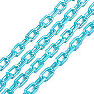 Acrylic Opaque Cable Chains, AB Color, Oval, Dark Turquoise, 13x8x2mm, 19.68 inch(50cm)/strand(PACR-N009-002C)
