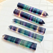 Natural Colorful Fluorite Pointed Prism Bar Home Display Decoration, Healing Stone Wands, for Reiki Chakra Meditation Therapy Decos, Faceted Bullet, 30~40mm(G-PW0007-098A)