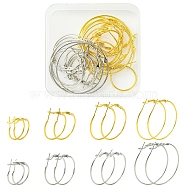 24Pcs 8 Styles Iron Huggie Hoop Earring Findings, Platinum & Golden, 22 Gauge, 20~40x1.2mm, Pin: 0.6mm, 3pcs/style(IFIN-YW0003-61)