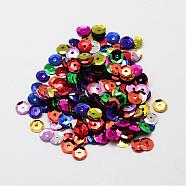 Plastic Paillette Beads, Semi-cupped Sequins Beads, Center Hole, Mixed Color, 5x0.5mm, Hole: 1mm(PVC-A001-5mm-M)