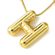 Ion Plating(IP) Initial Letter 304 Stainless Steel Pendant Necklaces, Real 18K Gold Plated, Letter H, 15.91 inch(40.4cm), pendant: 21x17mm(NJEW-R265-05G-H)