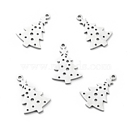 201 Stainless Steel Pendant, Christmas Theme, Tree, Stainless Steel Color, 20x14x1mm, Hole: 1.5mm(STAS-E157-05P)