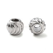 303 Stainless Steel Beads, Round with Moon Pattern, Stainless Steel Color, 5x4mm, Hole: 2mm(STAS-Q302-01F-P)