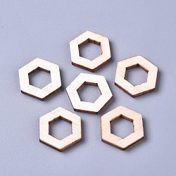 Poplar Wood Linking Rings, Hexagon, Floral White, 17x19.5x2.5mm, Inner Diameter: 9x5mm(WOOD-D021-06A)