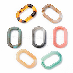 Acrylic Linking Rings, Quick Link Connectors, For Jewelry Paperclip Chains, Drawn Elongated Cable Chains Making, Imitation Gemstone Style, Oval, Mixed Color, 22.5x15x3mm, Inner Diameter: 8x16mm, about 940pcs/500g(OACR-R079-M)