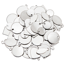 WADORN 80Pcs 8 Styles 304 & 201 Stainless Steel Stamping Blank Tag Pendants, Mixed Shapes, Stainless Steel Color, 10~20x7~15x0.5~1mm, Hole: 1.5~2mm, 10pcs/style(STAS-WR0001-11)