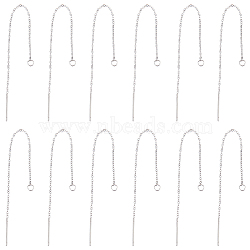 30 Pairs 304 Stainless Steel Chain Stud Earring Findings, with Loops, Ear Threads, Stainless Steel Color, 100x1mm, Hole: 2.5mm, Pin: 0.8mm(STAS-SC0006-55)