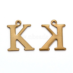 304 Stainless Steel Alphabet Charms, Antique Bronze, Letter.K, 12x10x1mm, Hole: 1mm(STAS-H122-K-AB)