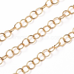 Brass Belcher Chains, Rolo Chains, with Spool, Soldered, Real 18K Gold Plated, 8x1mm, about 16.4 Feet(5m)/roll(CHC-A004-06G)