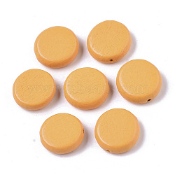 Painted Natural Wood Beads, Flat Round, Orange, 16x5.5mm, Hole: 1.5mm(WOOD-R265-11I)