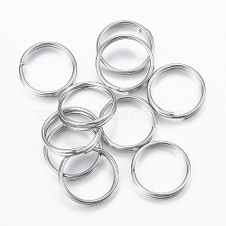 Tarnish Resistant 304 Stainless Steel Split Rings, Double Loops Jump Rings, Stainless Steel Color, 14x2mm, Inner Diameter: 12mm(STAS-H413-07P-D)