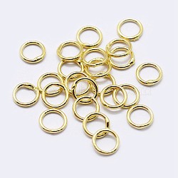 925 Sterling Silver Round Rings, Soldered Jump Rings, Golden, 7x0.9mm, Inner Diameter: 5mm(STER-F036-03G-0.9x7)