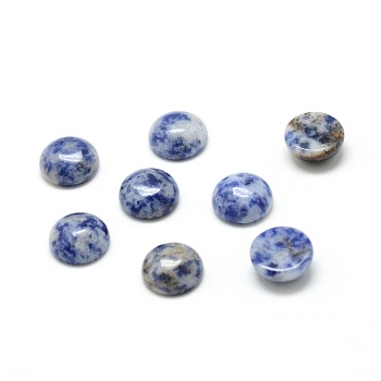 Natural Blue Spot Jasper Cabochons, Half Round, 16x6mm