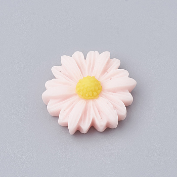 Resin Cabochons, Flower/Daisy, Pink, 23x22x7mm
