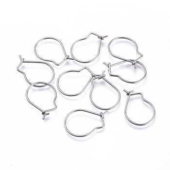 304 Stainless Steel Earring Findings, Kidney Ear Wire, Stainless Steel Color, 21 Gauge, 19x13x0.7mm, Pin: 0.7mm