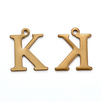 304 Stainless Steel Alphabet Charms, Antique Bronze, Letter.K, 12x10x1mm, Hole: 1mm