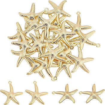 Unicraftale 20Pcs 304 Stainless Steel Pendants, Hollow Starfish, Golden, 22x20.5x2mm, Hole: 1mm