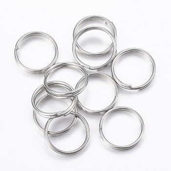 304 Stainless Steel Split Rings, Double Loops Jump Rings, Stainless Steel Color, 14x2mm, Inner Diameter: 12mm