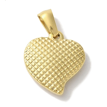 Ion Plating(IP) 304 Stainless Steel Pendants, Heart Charm, Golden, 17x16x4.5mm, Hole: 6x4mm