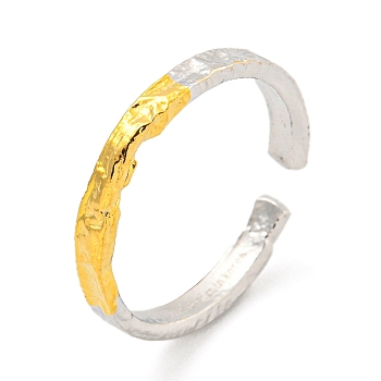 925 Sterling Silver Open Cuff Ring, Plain Band Rings for Women Men, Platinum & Golden, Adjustable