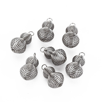 304 Stainless Steel Pendants, Gourd, Stainless Steel Color, 31x17mm, Hole: 4mm