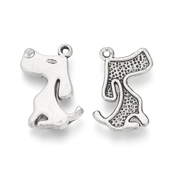 Tibetan Style Alloy Puppy Pendants, Dog Charms, Cadmium Free & Lead Free, Antique Silver, 21x13x2mm, Hole: 1.5mm, about 640pcs/1000g
