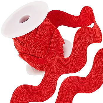5 Yards Polyester Ribbon Patches, Hollow Trim for Curtain Clothes Accessories, Crimson, 30mm