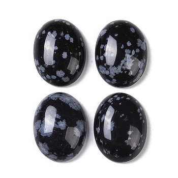 Natural Snowflake Obsidian Cabochons, Oval, 20~20.8x15~15.5x5.8~6.5mm