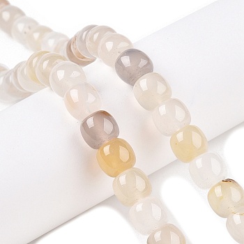 Natural White Agate Beads Strands, Barrel, 10~10.5x9~9.5mm, Hole: 1.2mm, about 41~43pcs/strand, 14.37~16''(36.5~40cm)