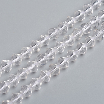 Natural Quartz Crystal Beads Strands, Bicone, 5.7~6x6mm, Hole: 1mm, about 63pcs/strand, 15.35 inch(36.5cm)