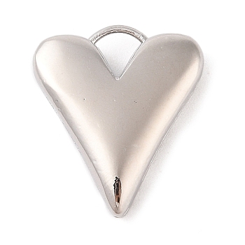 Brass Pendants, Back Hollow Rhombus, Heart Charms, Platinum, 24x21x6mm, Hole: 5.5x5mm