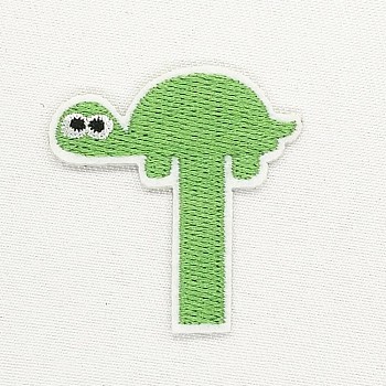 Computerized Embroidery Cloth Iron on/Sew on Patches, Costume Accessories, Appliques, Letter, Light Green, Letter.T, 42x41mm