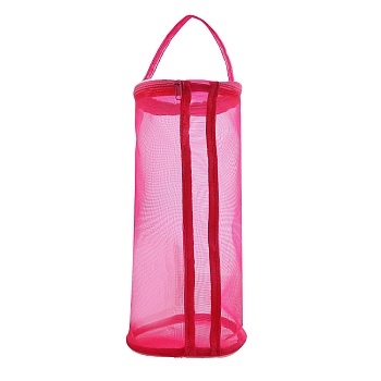 Nylon Yarn Storage Bags, with Alloy Hole, for Portable Knitting Yarn Balls Organizer, Column, Deep Pink, 13x31cm