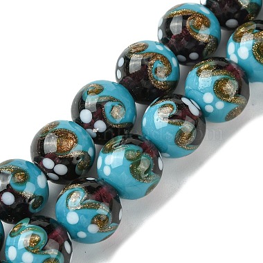 Deep Sky Blue Round Foil Glass Beads