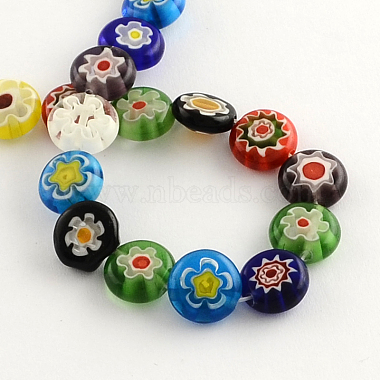 Flat Round Handmade Millefiori Glass Beads(X-LK-R004-55)-2