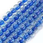 Resin Beads Strands, Bead in Bead, with Glass and Glitter Powder Inside, Rondelle, Faceted, Royal Blue, 9.5x7mm, Hole: 0.7mm, about 50pcs/strand, 14.96''(38cm)(GLAA-T035-01J)