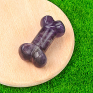 Natural Amethyst Carved Healing Bone Figurines, Reiki Energy Stone Display Decorations, 34x20x10~14mm(PW-WG39010-14)