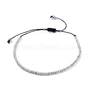 Nylon Thread Braided Beads Bracelets, with Glass Seed Beads and 304 Stainless Steel Beads, Silver, 1-5/8 inch~2-3/4 inch(3.9~7cm)(BJEW-JB04348-06)