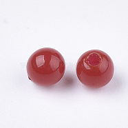Eco-Friendly Plastic Beads, Half Drilled Beads, Round, Red, 5mm, Half Hole: 1mm(MACR-S366-5mm-01)