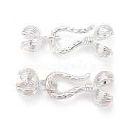 Locking Double Brass Bead Tips, Calotte Ends with Loops, Clamshell Knot Covers, Silver, 13.5x7mm, Inner Diameter: 5mm, 8x6x5.5mm, Inner Diameter: 4mm(KK-Z018-14S)