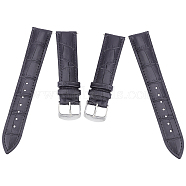 Gorgecraft Leather Watch Bands, with Stainless Steel Clasps, Black, 88x22x2mm, 124x20x2mm(WACH-GF0001-001C-03)