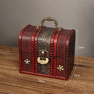 Wood Jewelry Box, with Front Clasp, for Arts Hobbies and Home Storage, Rectangle, Dark Red, 10x15x13cm(PW-WG11505-02)