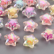 Transparent Acrylic Beads, Bead in Bead, AB Color, Faceted, Star, Mixed Color, 18.5x19.5x11.5mm, Hole: 2mm, about 249pcs/500g(TACR-S152-18D)