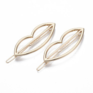 Alloy Hollow Geometric Hair Pin, Ponytail Holder Statement, Hair Accessories for Women, Cadmium Free & Lead Free, Lip, Golden, 53x20mm, Clip: 63mm long(PHAR-N005-004G)