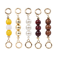 Givenny-EU 5Pcs 5 Colors Bag Chain Straps, with ABS Plastic Beads and Light Gold Alloy Spring Gate Rings, for Bag Replacement Accessories, Mixed Color, 14.3cm, 1pc/color(AJEW-GN0001-01)